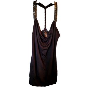 Guess black braided sequin razor back tank top